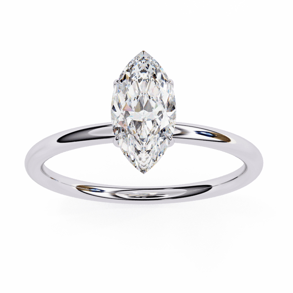 Reverra 14K Gold Marquise Lab Grown Diamond Smooth Solitaire Engagement Ring for Women, CTTW-0.82 - Reverra Jewels Inc.