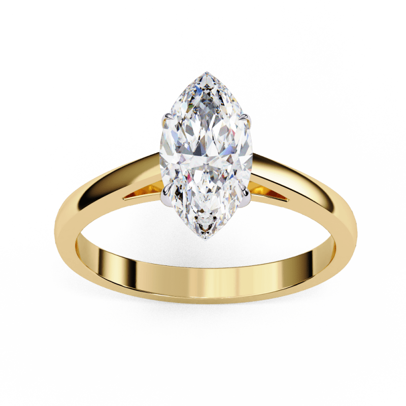 Reverra 14K Gold Marquise Lab Grown Diamond Solitaire Classic Engagement Ring for Women, CTTW-0.86 - Reverra Jewels Inc.