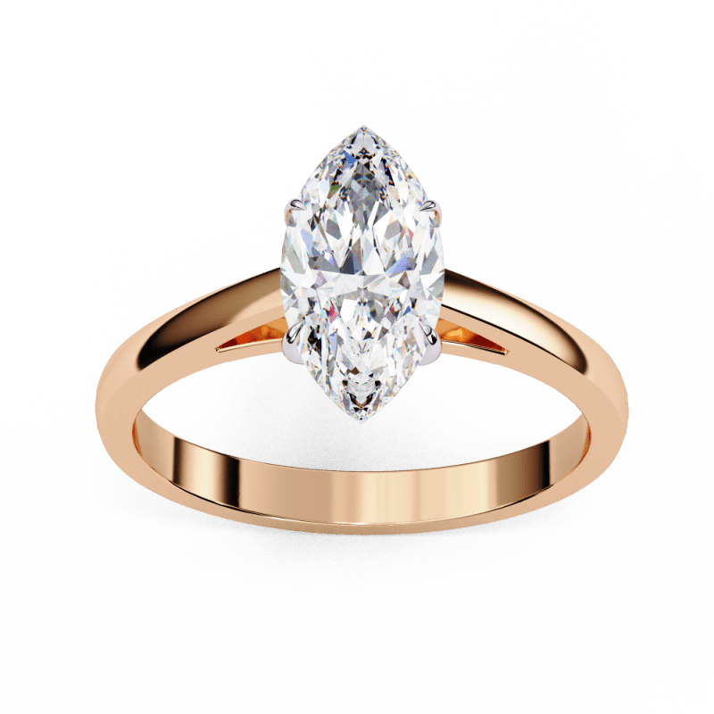 Reverra 14K Gold Marquise Lab Grown Diamond Solitaire Classic Engagement Ring for Women, CTTW-0.86 - Reverra Jewels Inc.