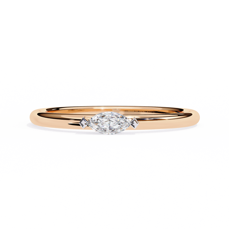 Reverra 14K Gold Marquise Lab Grown Diamond Solitaire Engagement Ring for Women, CTTW-0.1 - Reverra Jewels Inc.