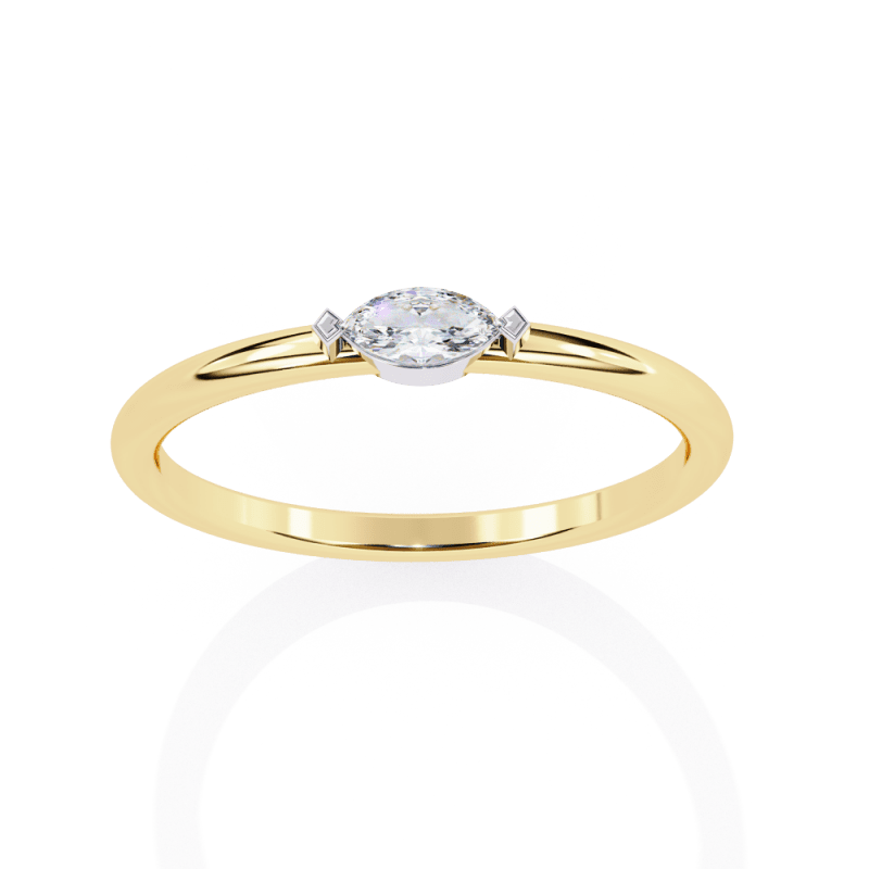 Reverra 14K Gold Marquise Lab Grown Diamond Solitaire Engagement Ring for Women, CTTW-0.1 - Reverra Jewels Inc.