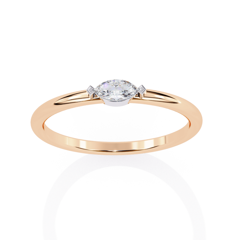 Reverra 14K Gold Marquise Lab Grown Diamond Solitaire Engagement Ring for Women, CTTW-0.1 - Reverra Jewels Inc.