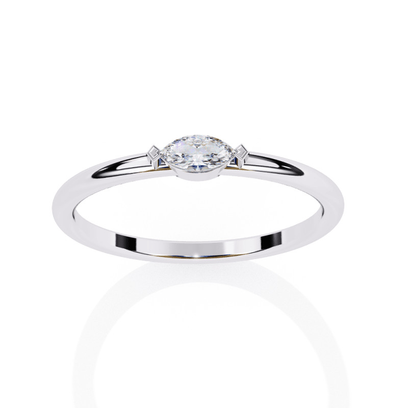 Reverra 14K Gold Marquise Lab Grown Diamond Solitaire Engagement Ring for Women, CTTW-0.1 - Reverra Jewels Inc.