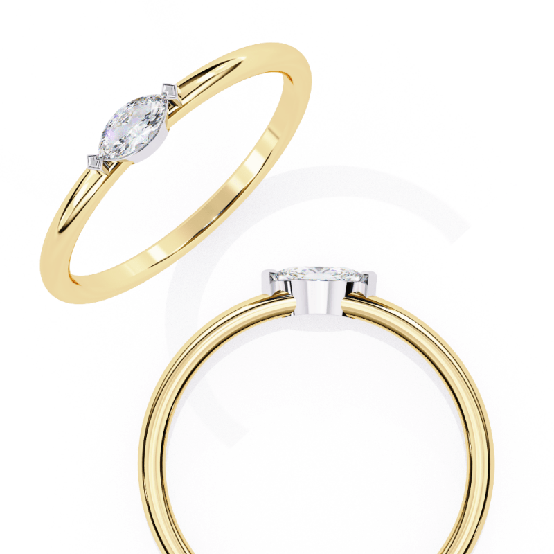 Reverra 14K Gold Marquise Lab Grown Diamond Solitaire Engagement Ring for Women, CTTW-0.1 - Reverra Jewels Inc.