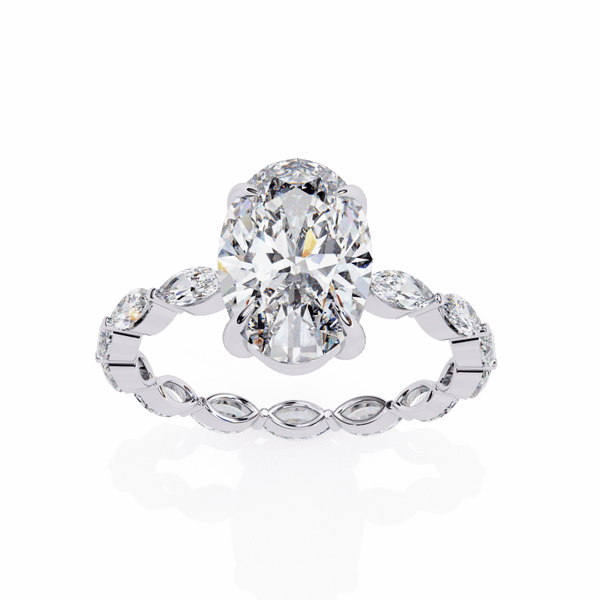 Reverra 14K Gold Marquise & Oval Lab Grown Diamond Eternity Style Engagement Ring for Women, CTTW-3.33 - Reverra Jewels Inc.
