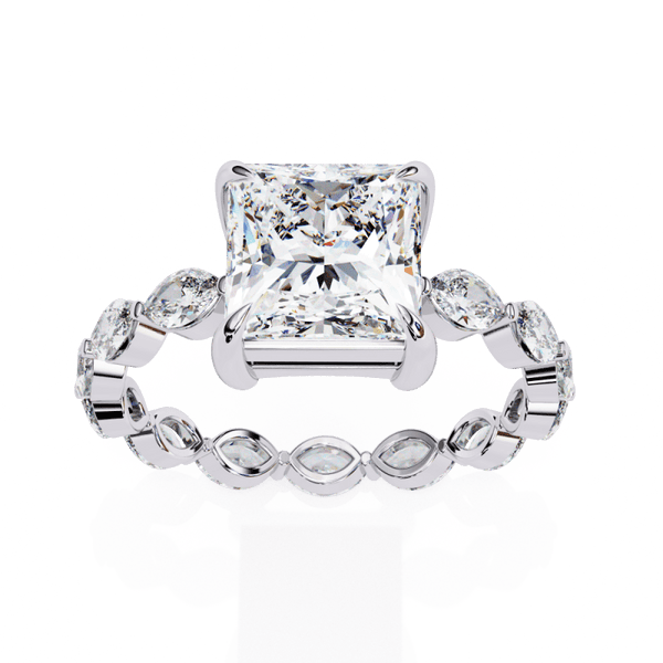 Reverra 14K Gold Marquise & Princess Lab Grown Diamond Eternity Style Engagement Ring for Women, CTTW-3.49 - Reverra Jewels Inc.