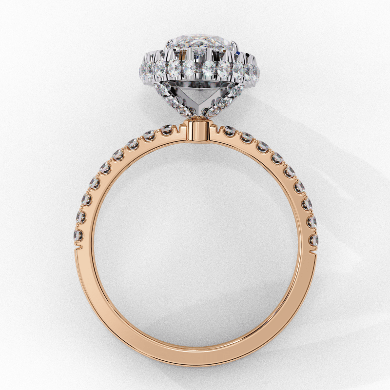 Reverra 14K Gold Marquise & Round Lab Grown Diamond Double Halo Engagement Ring for Women, CTTW-2.17 - Reverra Jewels Inc.
