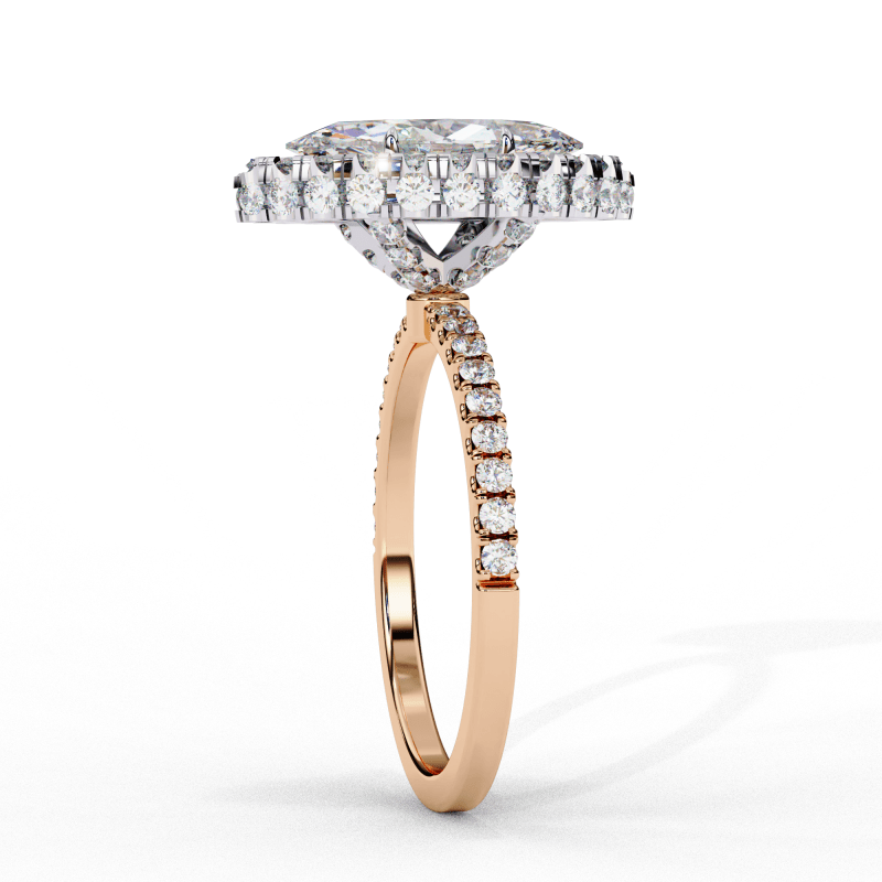 Reverra 14K Gold Marquise & Round Lab Grown Diamond Double Halo Engagement Ring for Women, CTTW-2.17 - Reverra Jewels Inc.