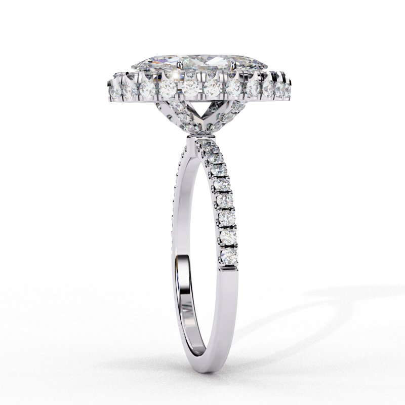 Reverra 14K Gold Marquise & Round Lab Grown Diamond Double Halo Engagement Ring for Women, CTTW-2.17 - Reverra Jewels Inc.