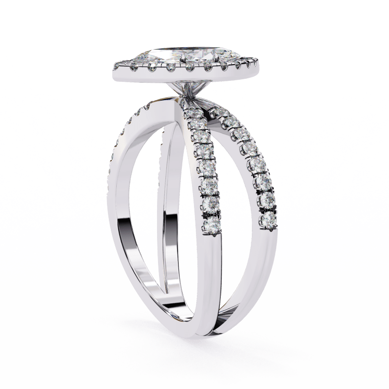 Reverra 14K Gold Marquise & Round Lab Grown Diamond Engagement Ring for Women, CTTW-1.3 - Reverra Jewels Inc.