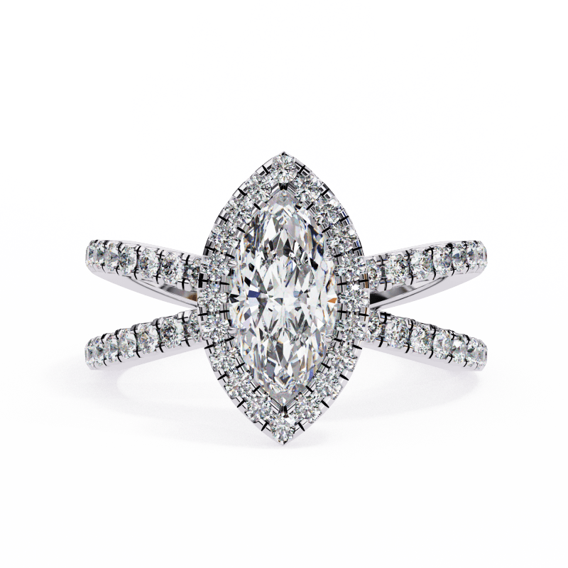 Reverra 14K Gold Marquise & Round Lab Grown Diamond Engagement Ring for Women, CTTW-1.3 - Reverra Jewels Inc.