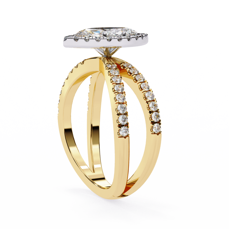 Reverra 14K Gold Marquise & Round Lab Grown Diamond Engagement Ring for Women, CTTW-1.3 - Reverra Jewels Inc.