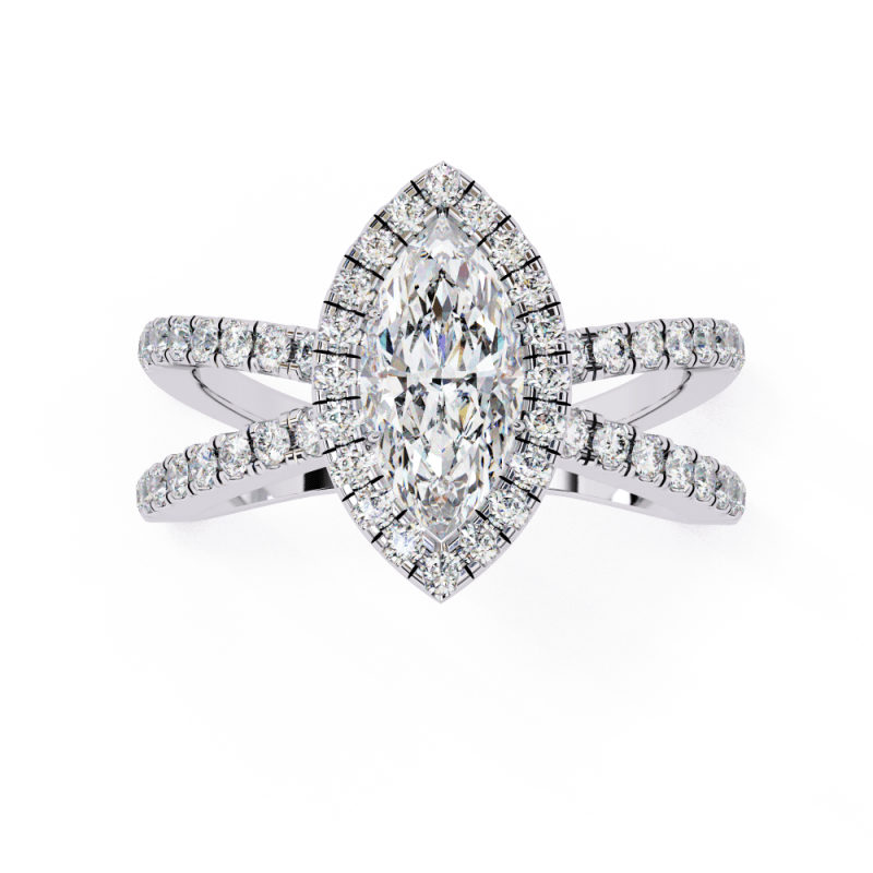 Reverra 14K Gold Marquise & Round Lab Grown Diamond Engagement Ring for Women, CTTW-1.3 - Reverra Jewels Inc.