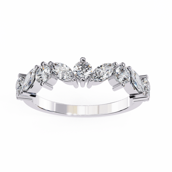 Reverra 14K Gold Marquise & Round Lab Grown Diamond Graceful Alternating Sparkle Engagement Rings for Women, CTTW-0.9 - Reverra Jewels Inc.