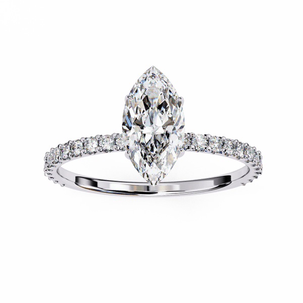Reverra 14K Gold Marquise & Round Lab Grown Diamond Half Eternity Ring for Women, CTTW-1.11 - Reverra Jewels Inc.