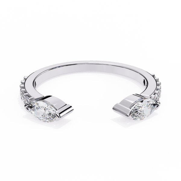 Reverra 14K Gold Marquise & Round Lab Grown Diamond Modern Bypass Engagement Ring for Women, CTTW-0.46 - Reverra Jewels Inc.