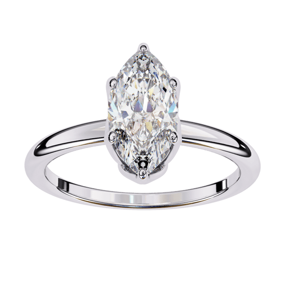 Reverra 14K Gold Marquise & Round Lab Grown Diamond Solitaire Classic Engagement Ring for Women, CTTW-1.15 - Reverra Jewels Inc.