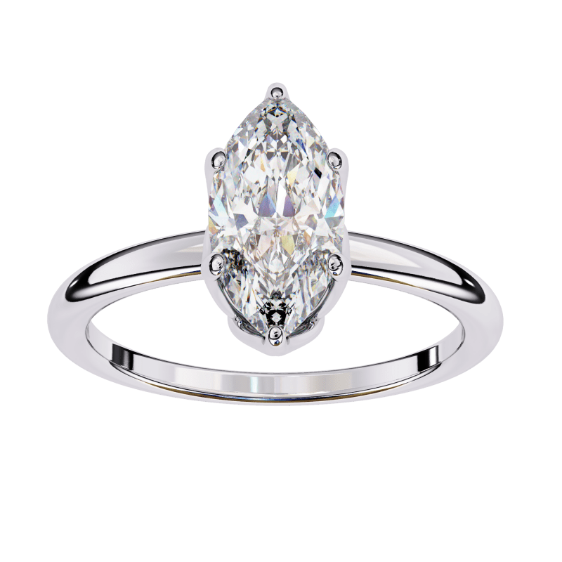 Reverra 14K Gold Marquise & Round Lab Grown Diamond Solitaire Classic Engagement Ring for Women, CTTW-1.15 - Reverra Jewels Inc.
