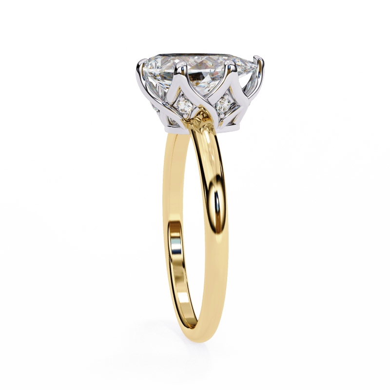 Reverra 14K Gold Marquise & Round Lab Grown Diamond Solitaire Classic Engagement Ring for Women, CTTW-1.15 - Reverra Jewels Inc.