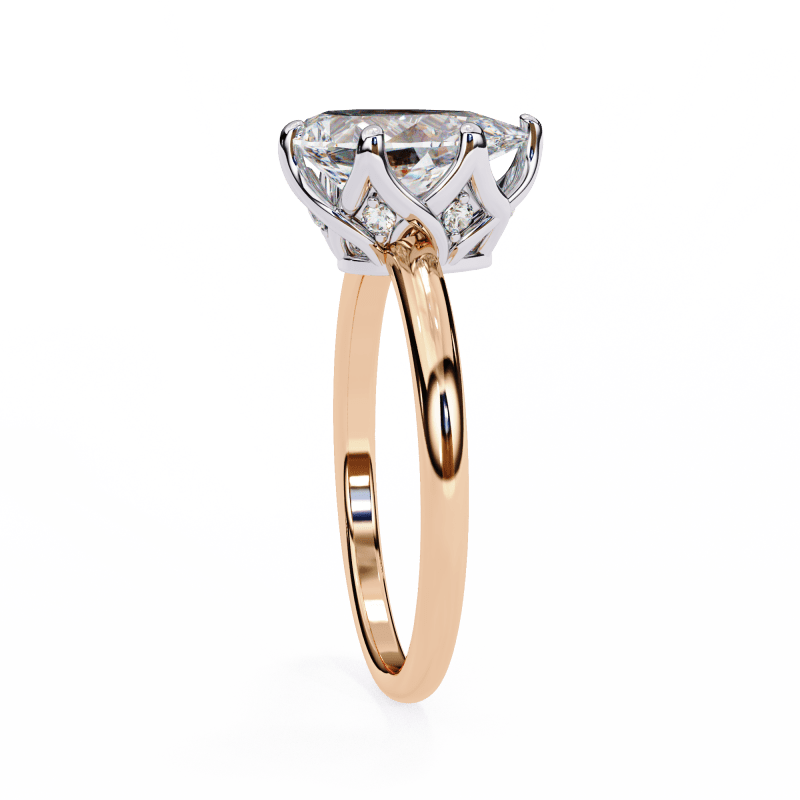 Reverra 14K Gold Marquise & Round Lab Grown Diamond Solitaire Classic Engagement Ring for Women, CTTW-1.15 - Reverra Jewels Inc.