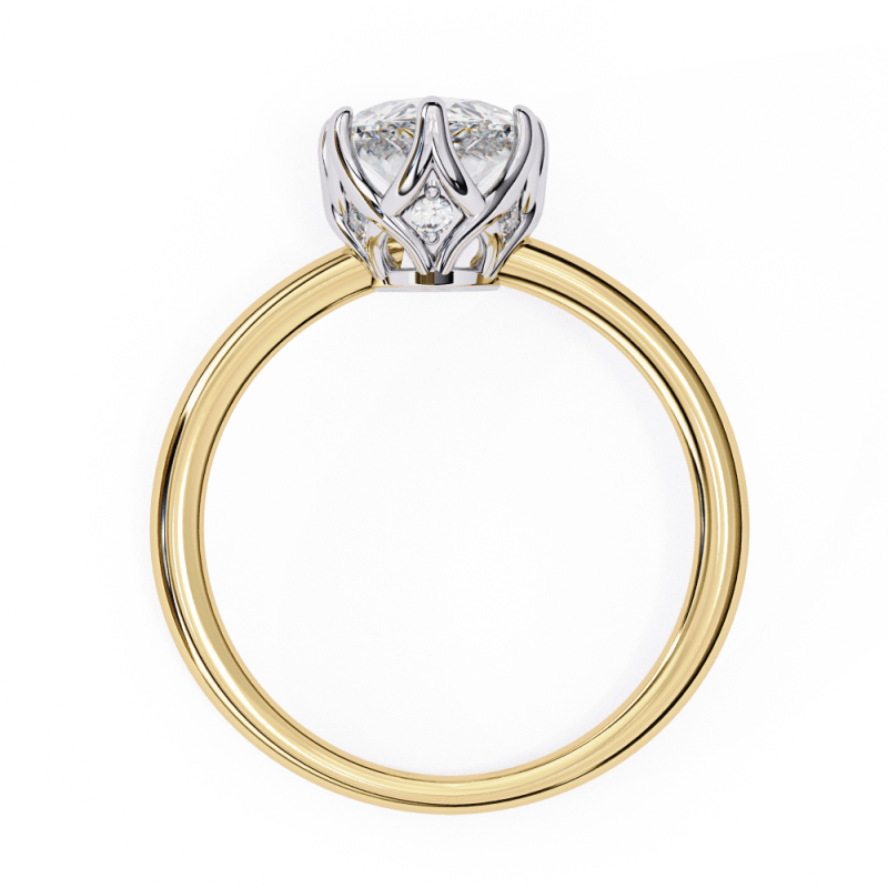 Reverra 14K Gold Marquise & Round Lab Grown Diamond Solitaire Classic Engagement Ring for Women, CTTW-1.15 - Reverra Jewels Inc.