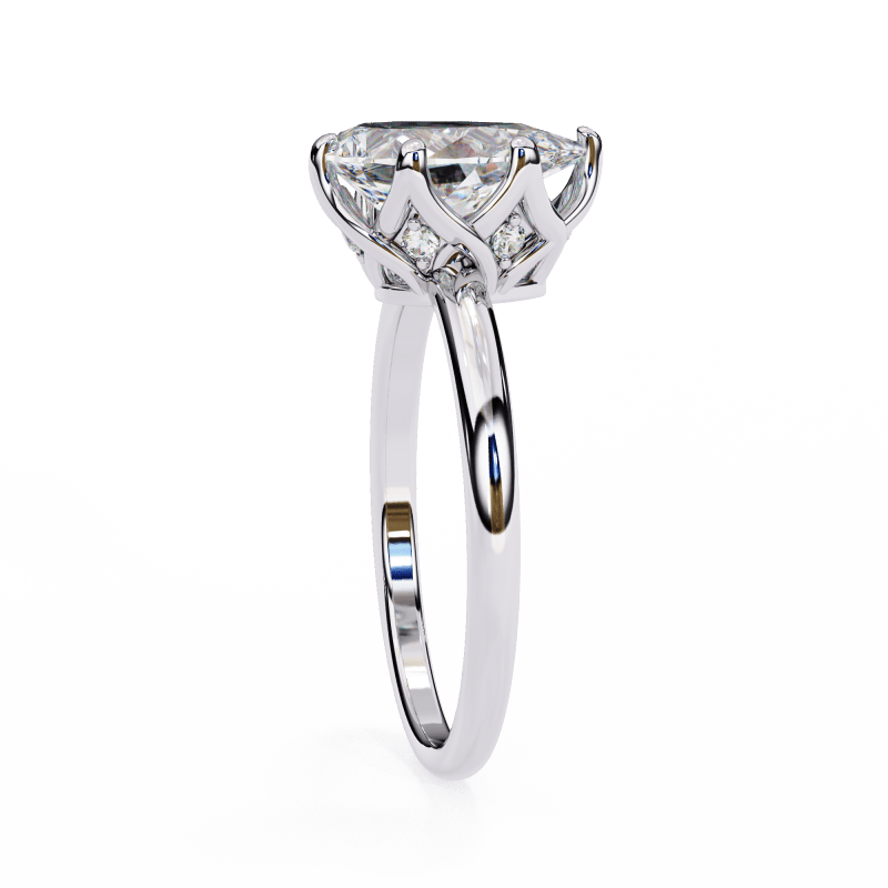 Reverra 14K Gold Marquise & Round Lab Grown Diamond Solitaire Classic Engagement Ring for Women, CTTW-1.15 - Reverra Jewels Inc.