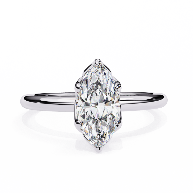 Reverra 14K Gold Marquise & Round Lab Grown Diamond Solitaire Classic Engagement Ring for Women, CTTW-1.15 - Reverra Jewels Inc.