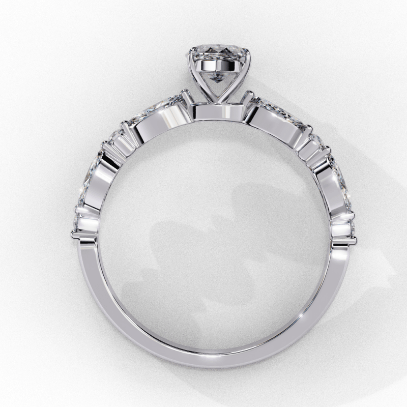 Reverra 14K Gold Marquise & Round Lab Grown Diamond Solitaire Engagement Ring for Women, with Accented Band, CTTW-1.72 - Reverra Jewels Inc.