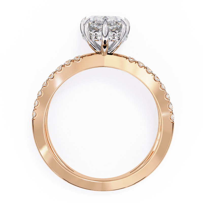 Reverra 14K Gold Marquise & Round Lab Grown Diamond Split Shank Double Band Engagement Ring for Women, CTTW-1.86 - Reverra Jewels Inc.