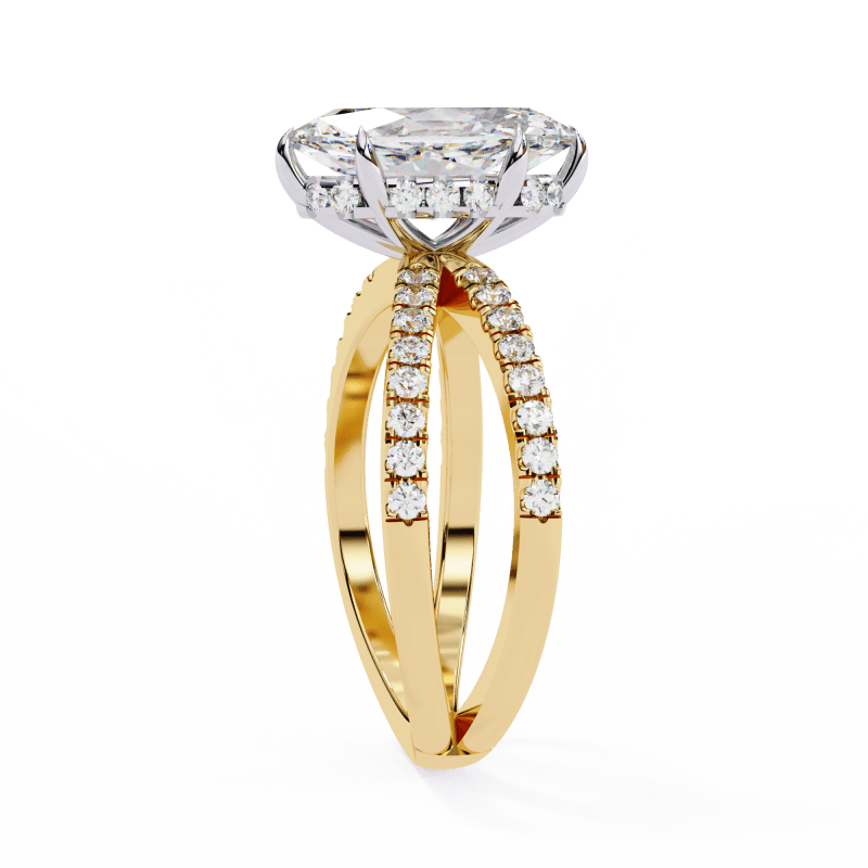 Reverra 14K Gold Marquise & Round Lab Grown Diamond Split Shank Double Band Engagement Ring for Women, CTTW-1.86 - Reverra Jewels Inc.