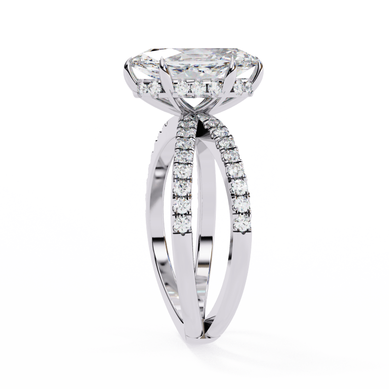 Reverra 14K Gold Marquise & Round Lab Grown Diamond Split Shank Double Band Engagement Ring for Women, CTTW-1.86 - Reverra Jewels Inc.