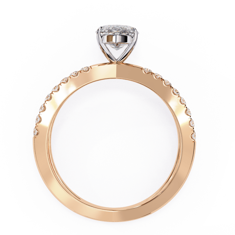 Reverra 14K Gold Marquise & Round Lab Grown Diamond Split Shank Engagement Ring for Women, CTTW-1.14 - Reverra Jewels Inc.