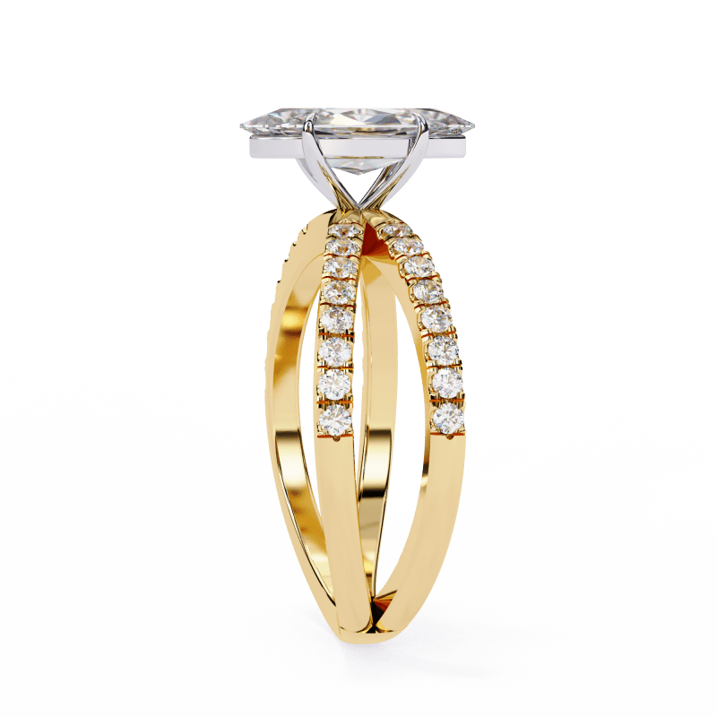Reverra 14K Gold Marquise & Round Lab Grown Diamond Split Shank Engagement Ring for Women, CTTW-1.14 - Reverra Jewels Inc.