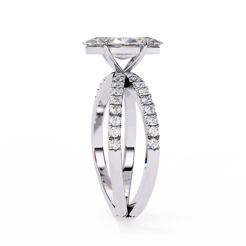 Reverra 14K Gold Marquise & Round Lab Grown Diamond Split Shank Engagement Ring for Women, CTTW-1.14 - Reverra Jewels Inc.