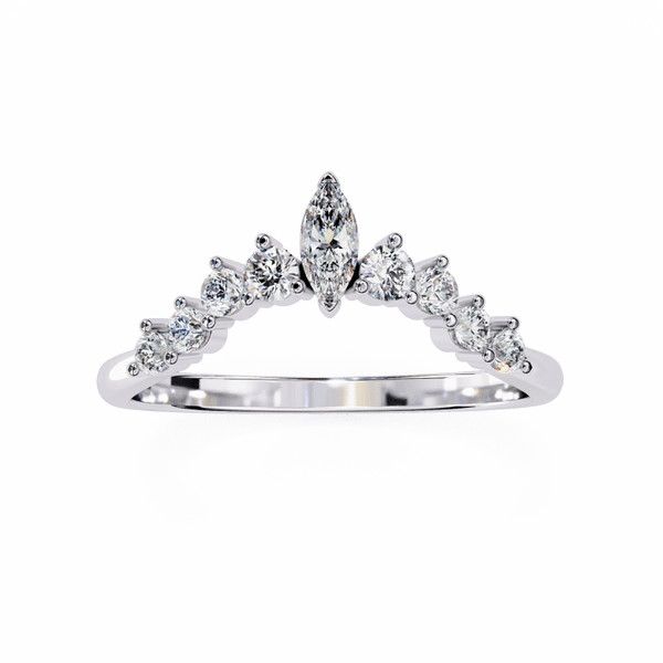 Reverra 14K Gold Marquise & Round Lab Grown Diamond Tiara Regal Elegance Engagement Rings for Women, CTTW-0.26 - Reverra Jewels Inc.