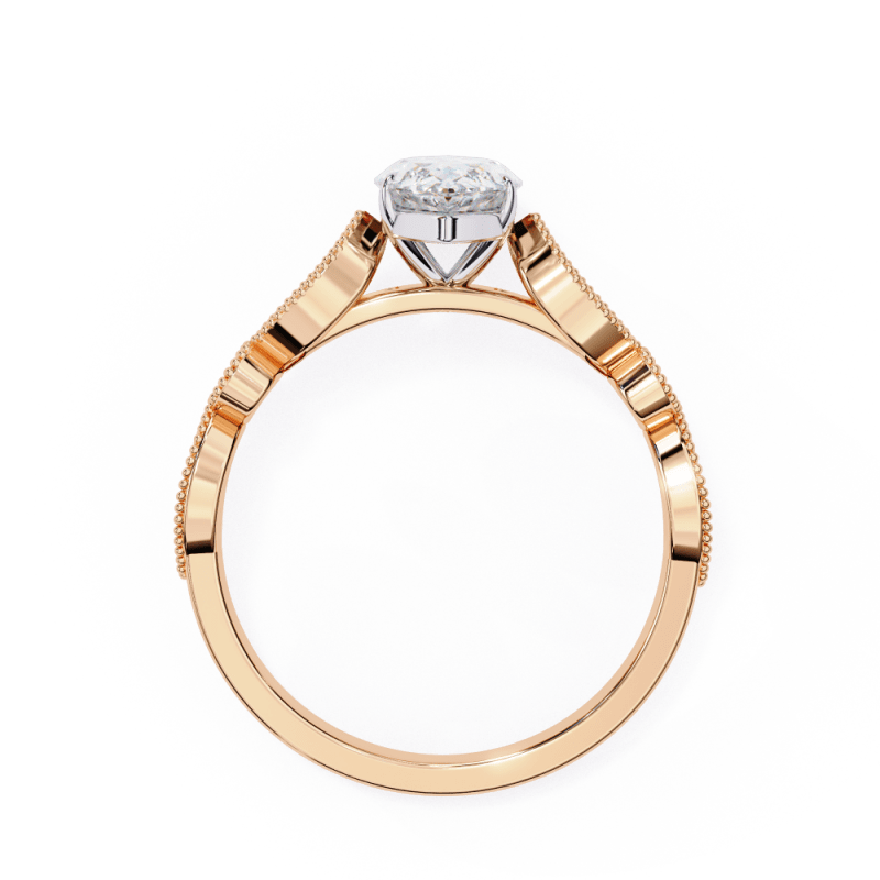 Reverra 14K Gold Marquise & Round Lab Grown Diamond Vintage Inspired Engagement Ring for Women, CTTW-1.06 - Reverra Jewels Inc.