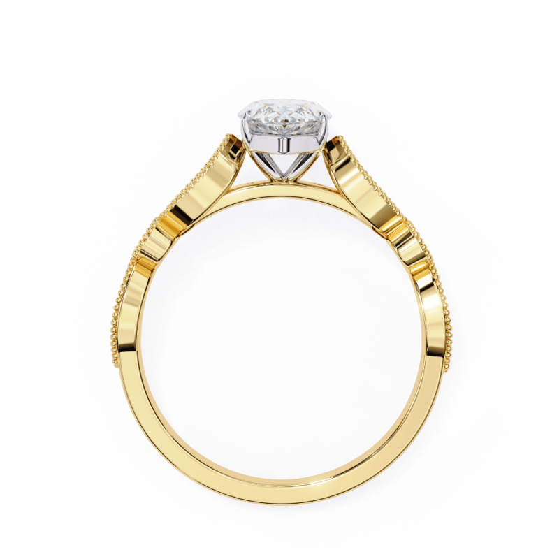 Reverra 14K Gold Marquise & Round Lab Grown Diamond Vintage Inspired Engagement Ring for Women, CTTW-1.06 - Reverra Jewels Inc.