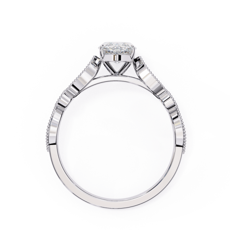 Reverra 14K Gold Marquise & Round Lab Grown Diamond Vintage Inspired Engagement Ring for Women, CTTW-1.06 - Reverra Jewels Inc.
