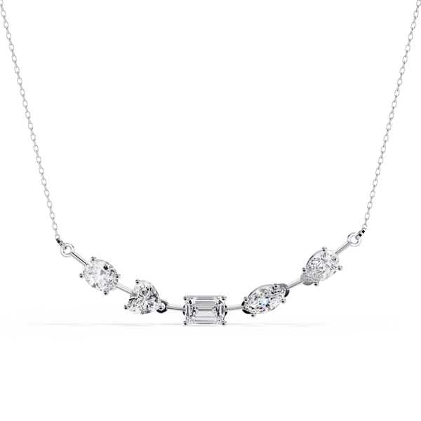 Reverra 14K Gold Mixed Shape Lab Grown Diamond Graduating Necklace for Women, CTTW-2.81 - Reverra Jewels Inc.