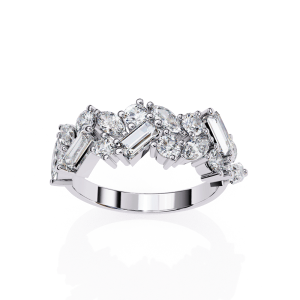 Reverra 14K Gold Mixed Shape Lab Grown Diamond Harmony Half Eternity Band for Women, CTTW-1.64 - Reverra Jewels Inc.