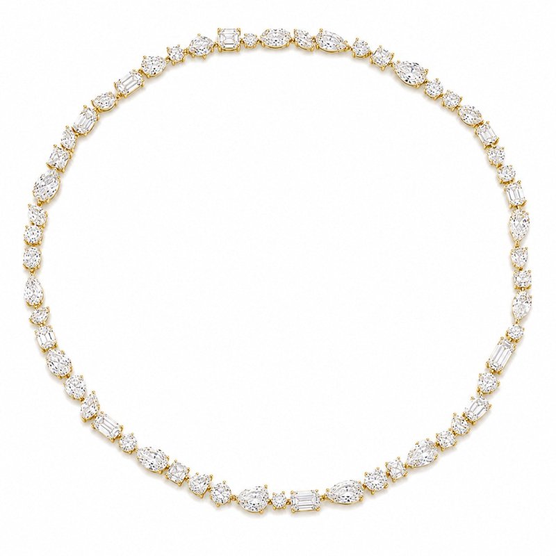Reverra 14K Gold Multi-Shape Diamond Fancy Necklace For Women CTTW-22 - Reverra Jewels Inc.