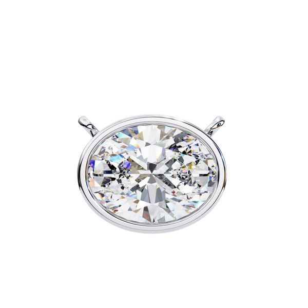 Reverra 14K Gold Oval Lab Grown Diamond Bezel Pendant For Women, CTTW-1.55 - Reverra Jewels Inc.