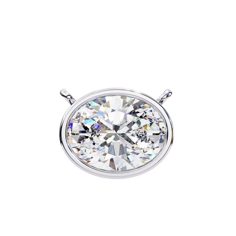 Reverra 14K Gold Oval Lab Grown Diamond Bezel Pendant For Women, CTTW-1.55 - Reverra Jewels Inc.