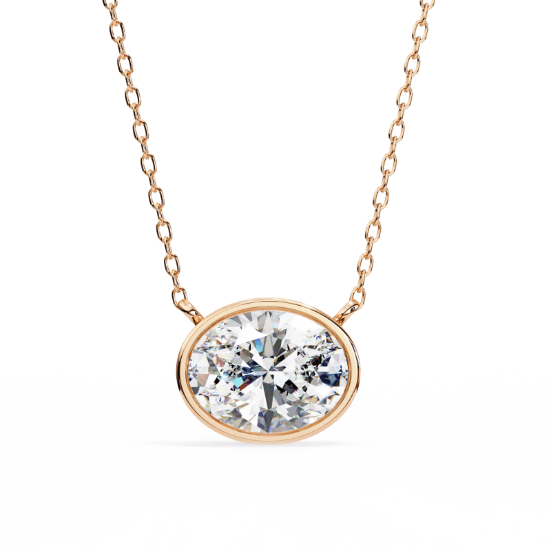 Reverra 14K Gold Oval Lab Grown Diamond Bezel Pendant For Women, CTTW-1.55 - Reverra Jewels Inc.