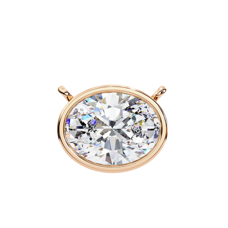 Reverra 14K Gold Oval Lab Grown Diamond Bezel Pendant For Women, CTTW-1.55 - Reverra Jewels Inc.