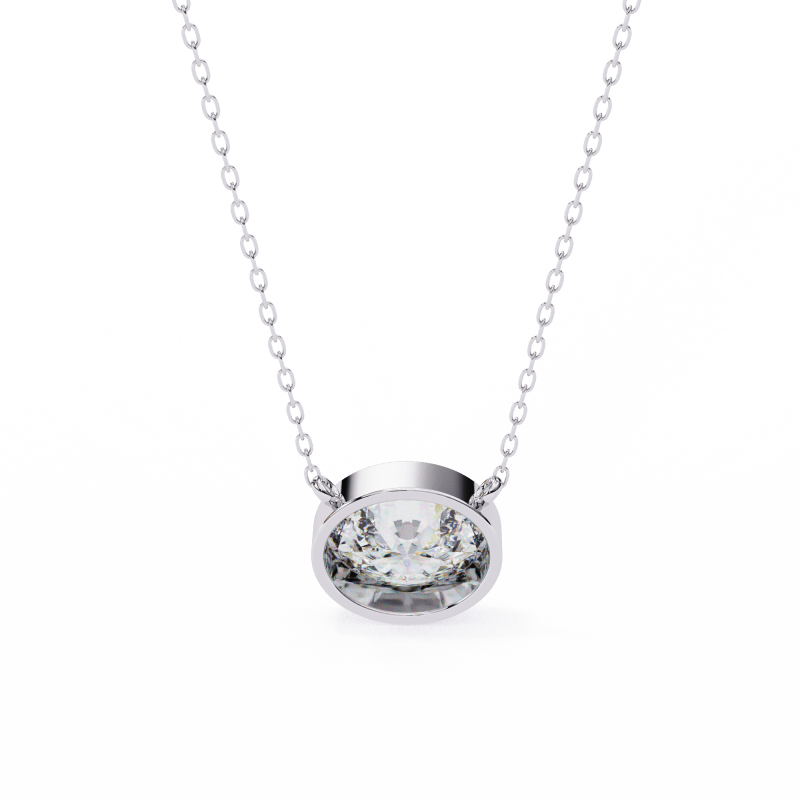 Reverra 14K Gold Oval Lab Grown Diamond Bezel Pendant For Women, CTTW-1.55 - Reverra Jewels Inc.