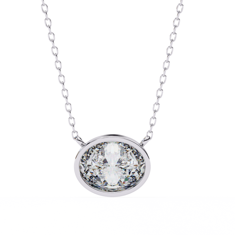Reverra 14K Gold Oval Lab Grown Diamond Bezel Pendant For Women, CTTW-1.55 - Reverra Jewels Inc.