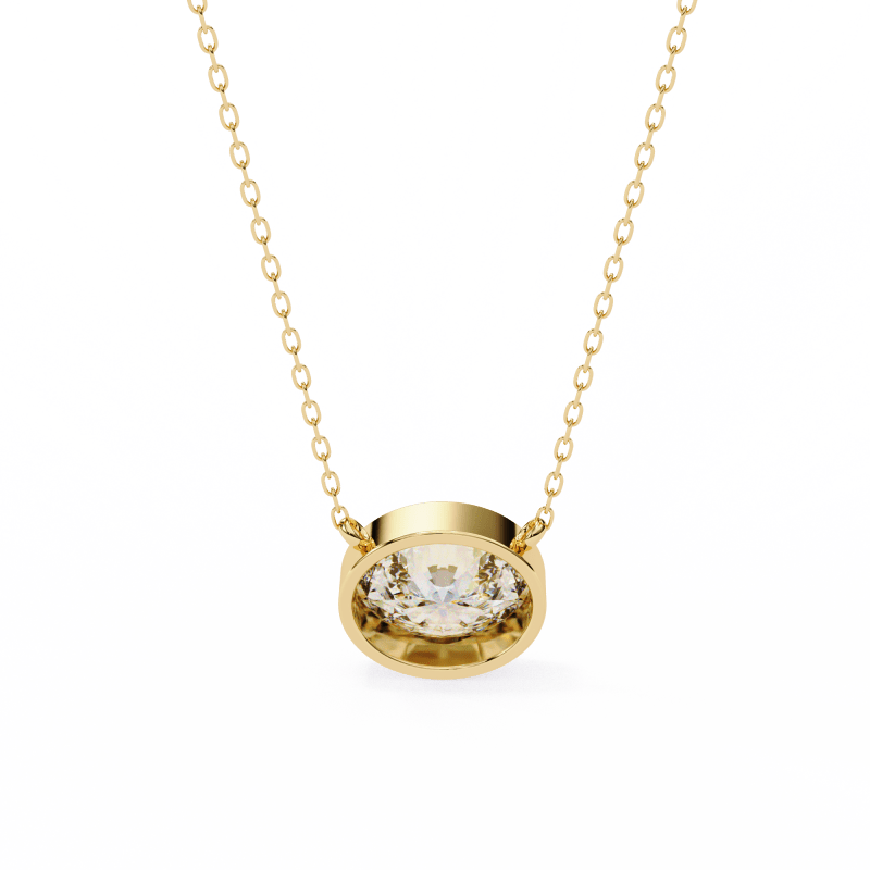 Reverra 14K Gold Oval Lab Grown Diamond Bezel Pendant For Women, CTTW-1.55 - Reverra Jewels Inc.