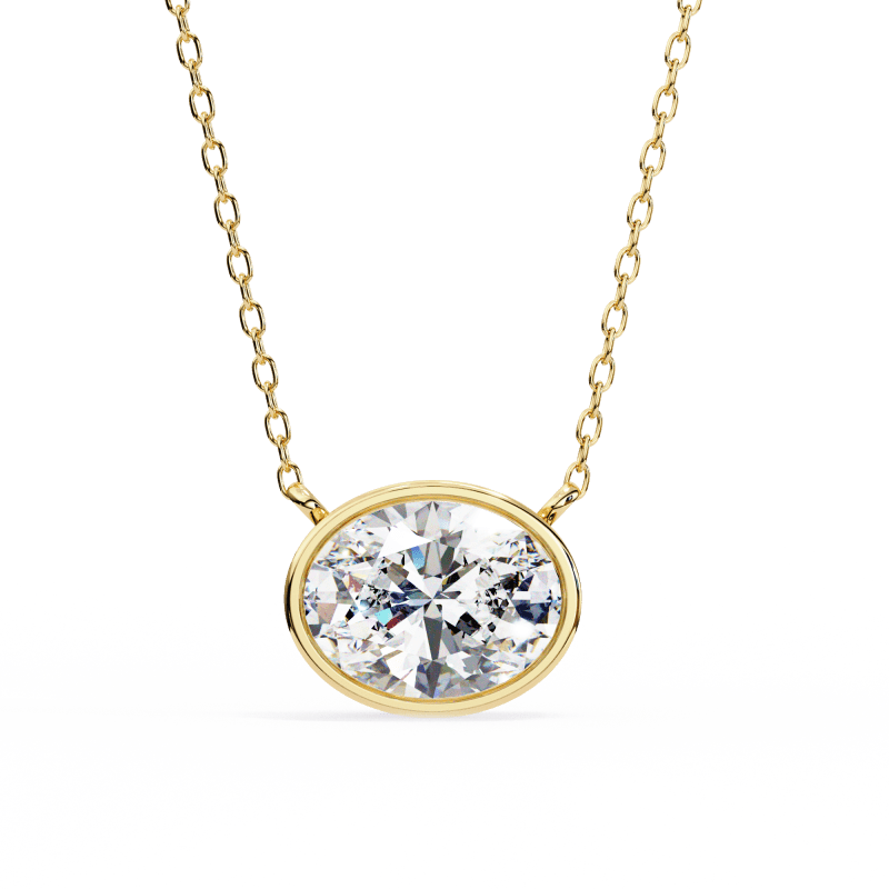 Reverra 14K Gold Oval Lab Grown Diamond Bezel Pendant For Women, CTTW-1.55 - Reverra Jewels Inc.
