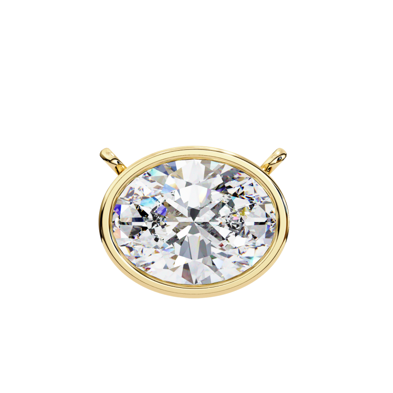 Reverra 14K Gold Oval Lab Grown Diamond Bezel Pendant For Women, CTTW-1.55 - Reverra Jewels Inc.